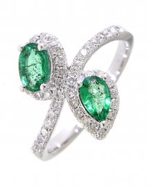 PEAR EMERALD DIAMOND RING (TR2697)